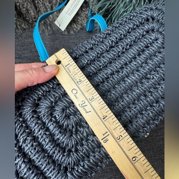 Talbots Navy Blue w/White Dots Raffia Shoulder Bag - Picture 13 of 13